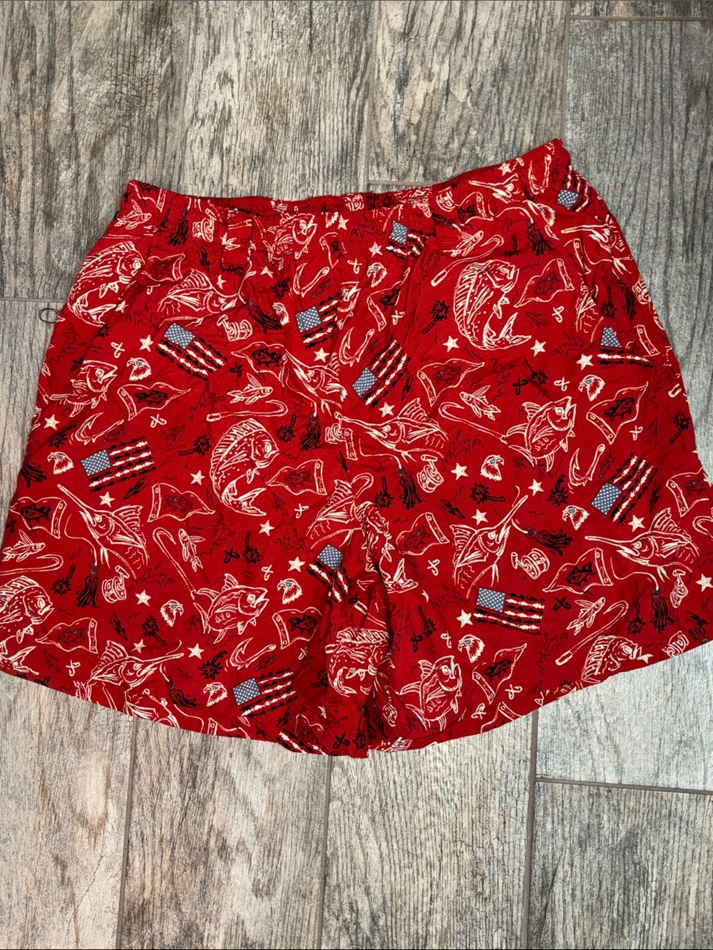 Red Printed Swim Shorts